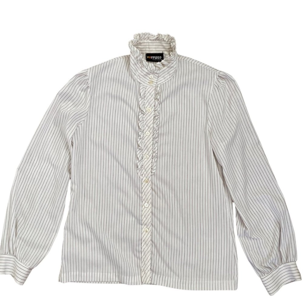 Vintage Prairie Shirt Puffy Sleeve Ruffled Blouse 10 by 80s rrrruss Russ Togs